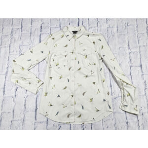 Eddie Bauer WOMENS XS Button Shirt Top Blouse Outdoors Fishing Hiking Birds